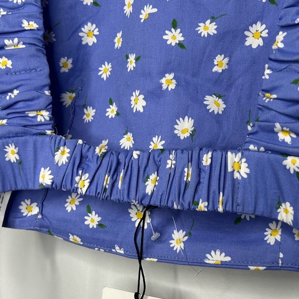 Zara daisy printed blue crop tank top womens size medium - Picture 5 of 7